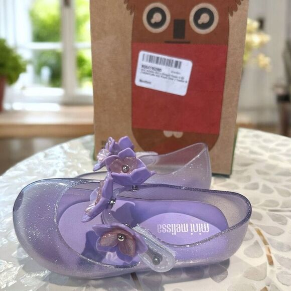 Mini Melissa Ultragirl Flower II Glitter Purple Jelly Shoes Toddler Size 7 NWT - Picture 6 of 10